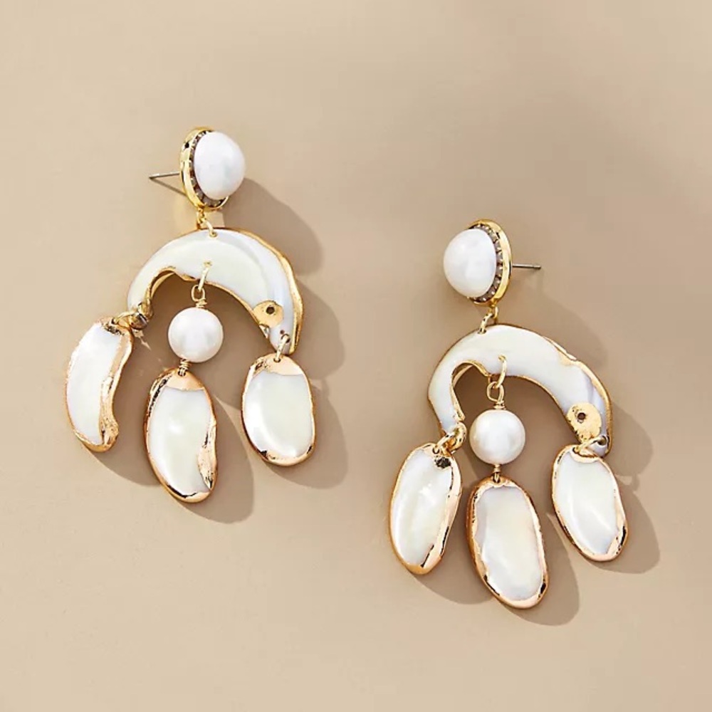 NEW! Anthropologie Pearl Enamel Chandelier Drop Earrings